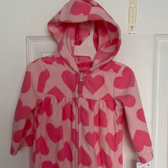 Carter's Pink Heart Baby Hooded Onesie - Picture 4 of 6
